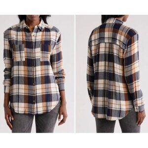 NEW DR2 Women's Shirt Crinkle Plaid Button Front Rustic Outdoors Comfy Size 2X